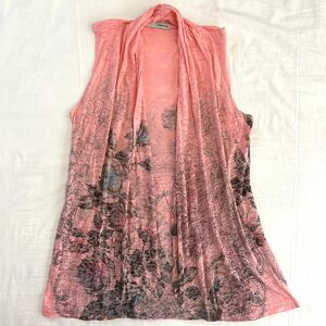 2000s Y2K Maurices Pink Floral Nature Print‎ Vest Sz M Grunge Boho Hippie Indie